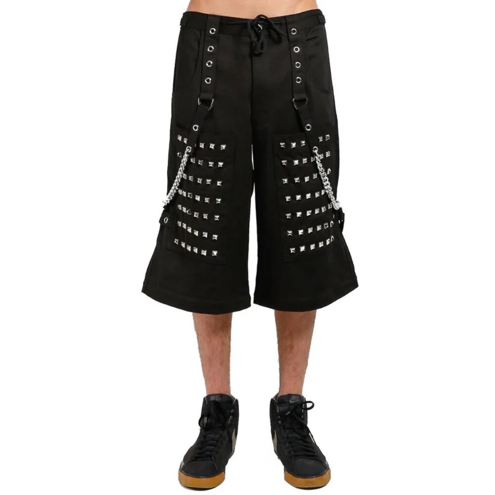 Gothic Men's Black Goth Monster Studs Gothic Punk Rock Shorts